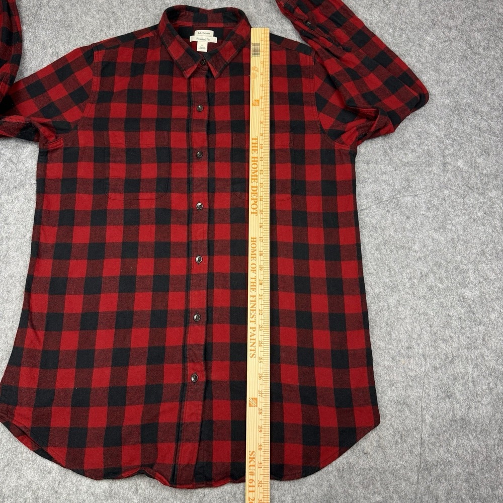 LL BEAN Scotch Plaid Flannel Shirt Women's Large Red Black Buffalo Check Relaxed - Picture 6 of 11